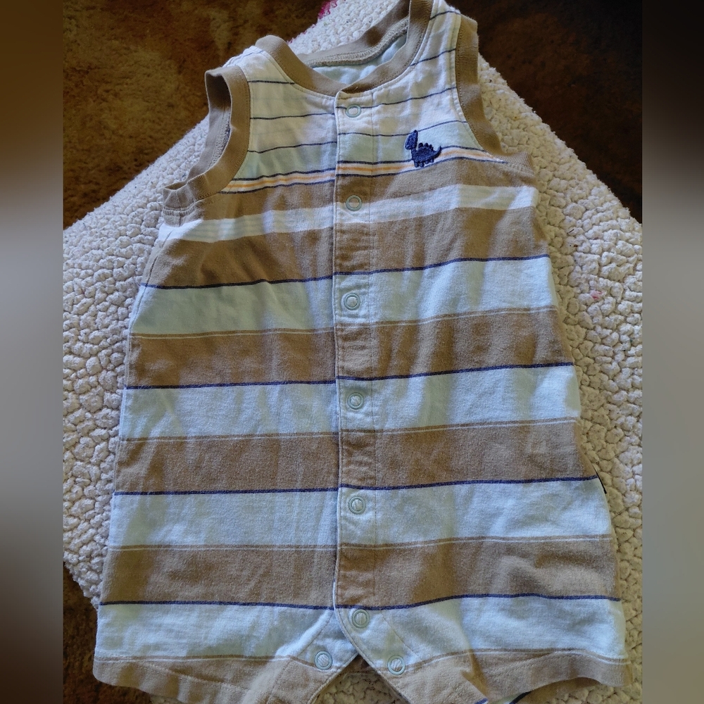 Carter's Sleeveless Striped Bodysuit - Blue and Tan